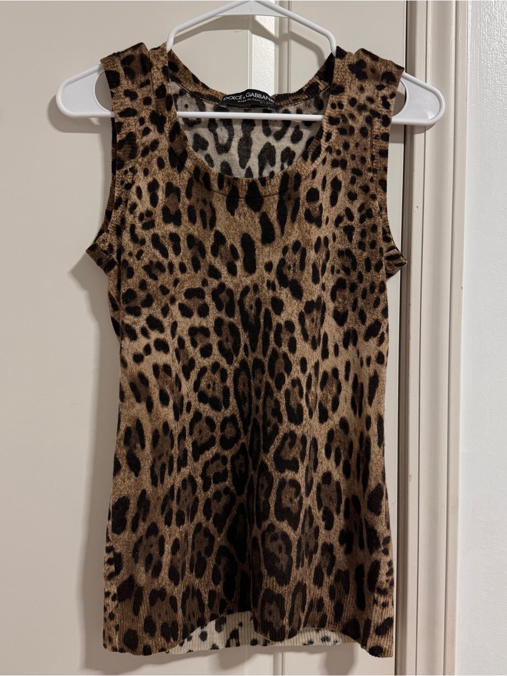 Dolce & Gabbana Leopard Print Sleeveless Top in Brown and Black
